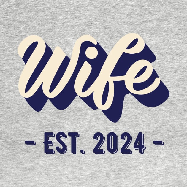 Wife Est 2024 Just Married Honeymoon Wedding Couple by AimArtStudio